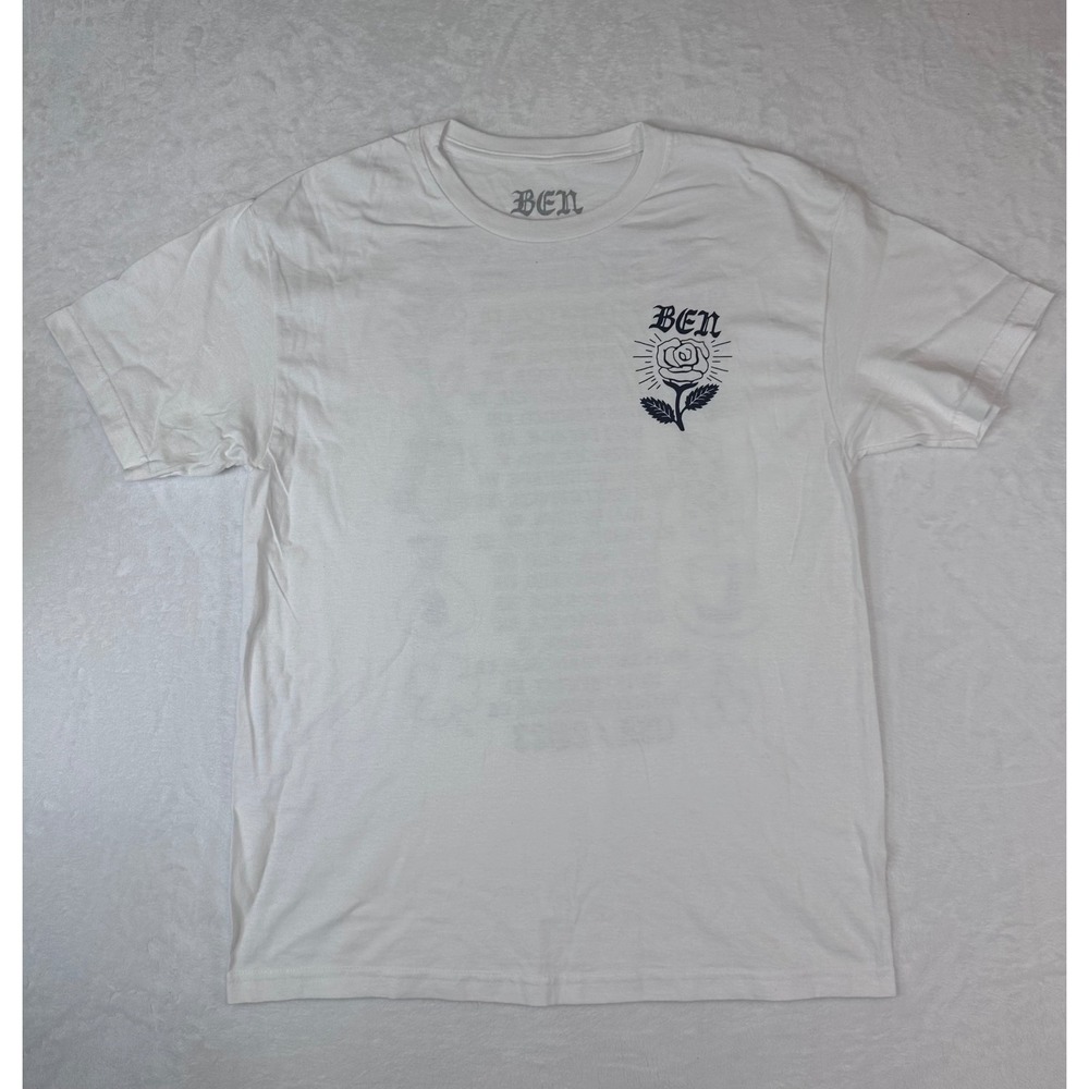 NWOT Macklemore The Ben Tour 2023 Concert T-Shirt Mens Large White Rose Tee